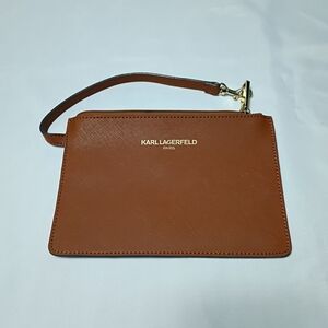 Karl Lagerfeld Tan Wristlet with Gold Accents